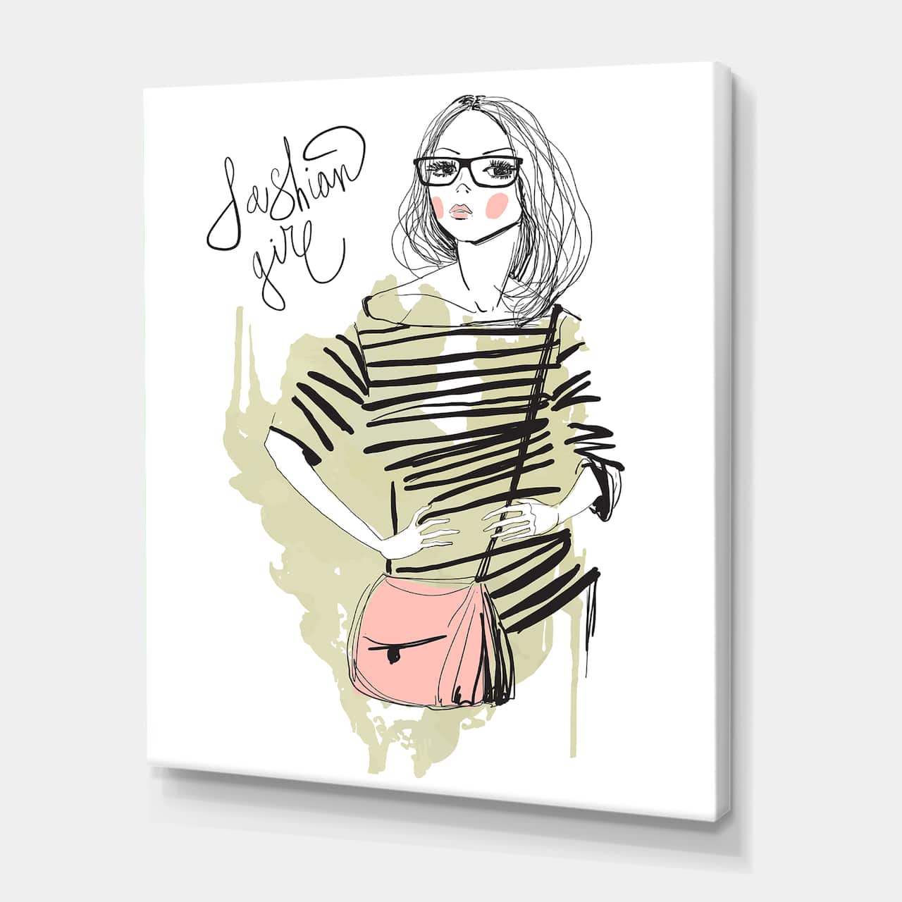 Designart - Trendy Fashion Girl - Shabby Chic Canvas Wall Art Print